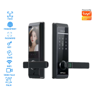 HSTECO 7-in-1 Biometric Smart Lock with 4.5" Video Intercom for Wooden Apartment Doors