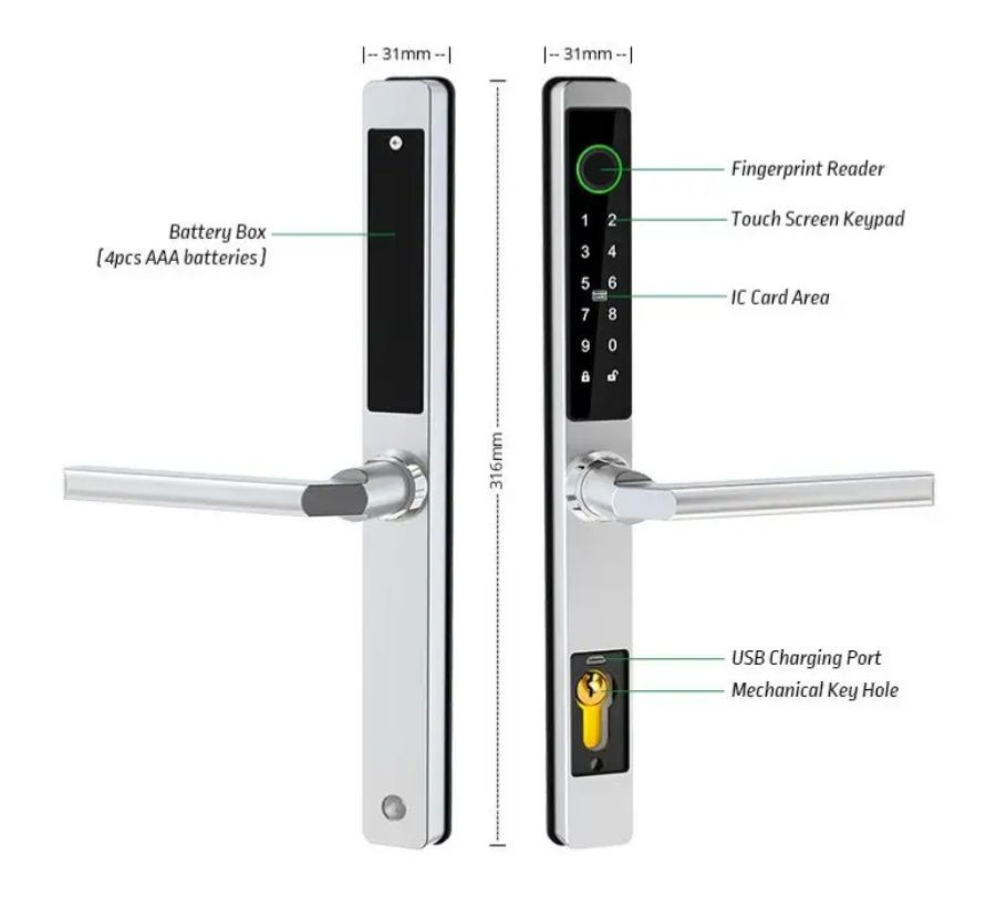 Sliding door lock smart fingerprint lock waterproof door lock aluminum door lock