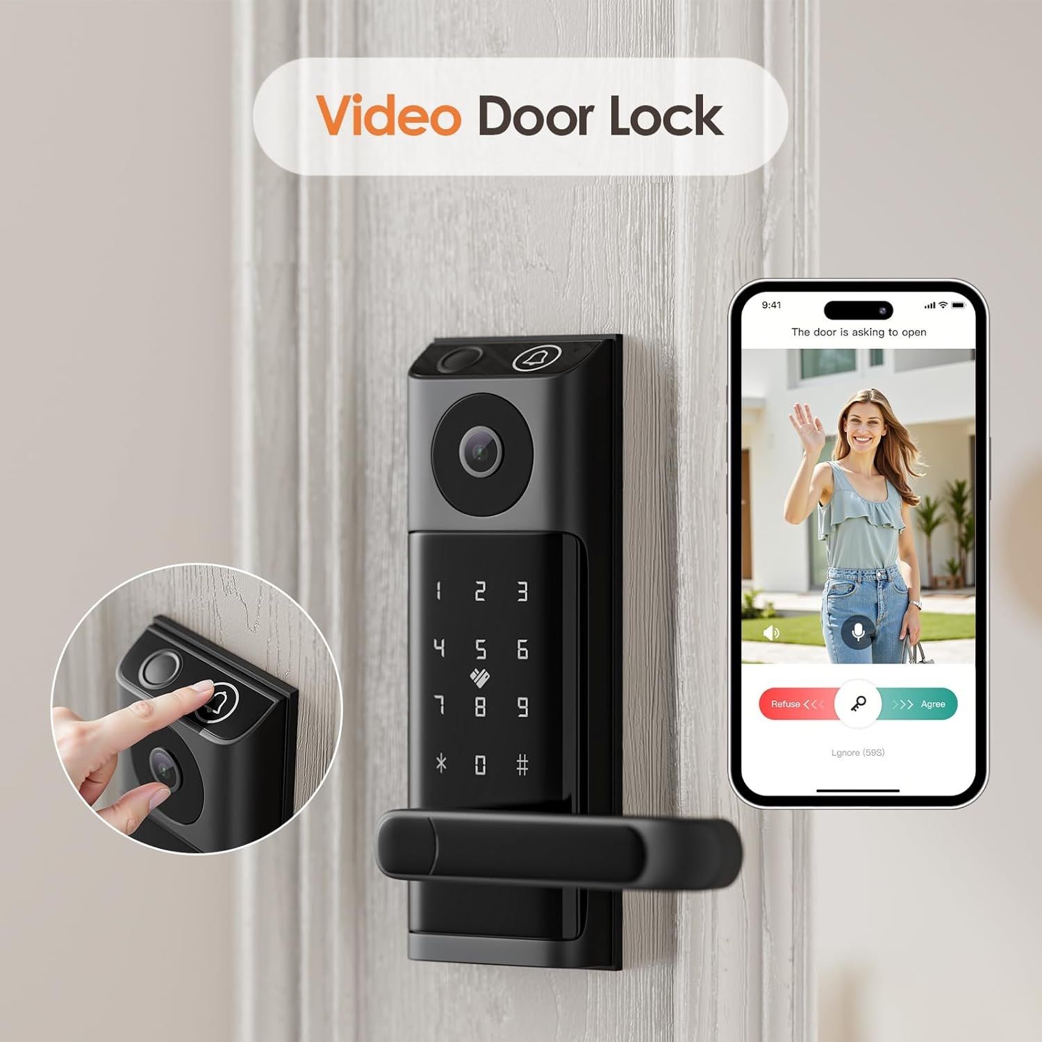 Smart fingerprint lock with Tuya APP and camera