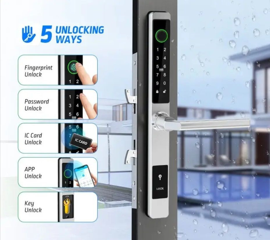 Sliding door lock smart fingerprint lock waterproof door lock aluminum door lock